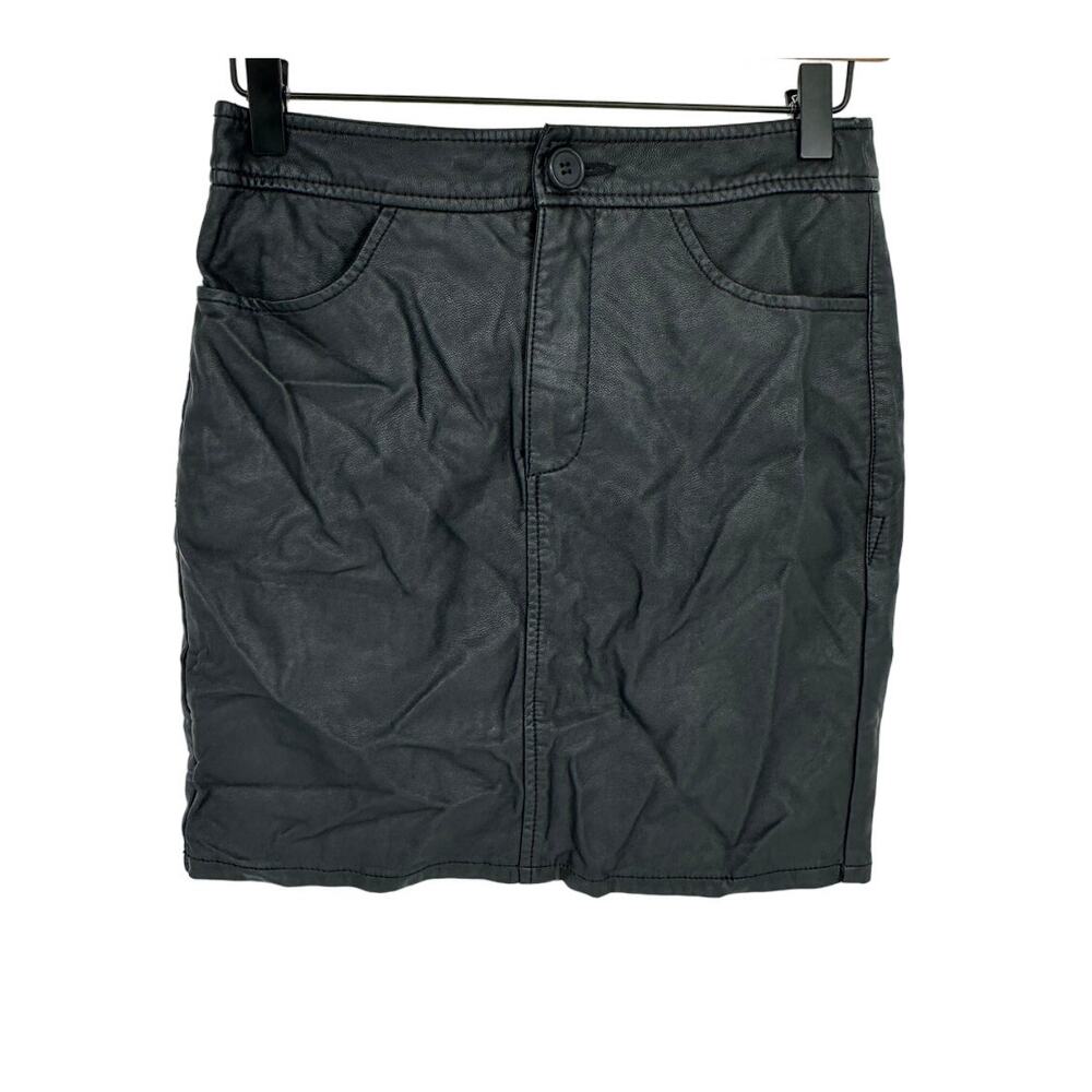 Fifteen Twenty Faux Leather Mini Pencil Skirt Black Gothcore Party Sexy‎ Size 2